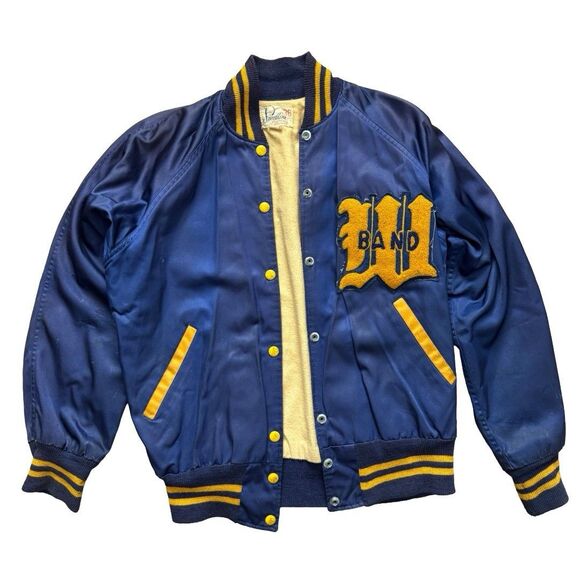 Speedline Jackets & Blazers - Vintage 50s 60s Speedline Band Letterman Varsity Jacket Navy Gold Sz 36 Distress